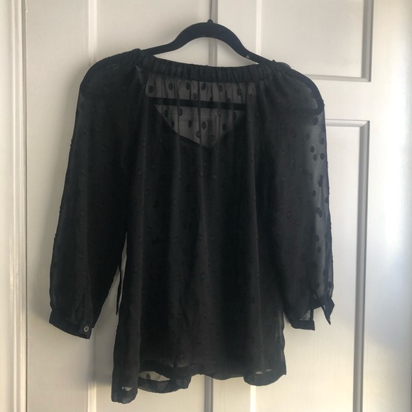 LOFT Sheer Tiefront Polka Dot Blouse - Picture 9 of 9